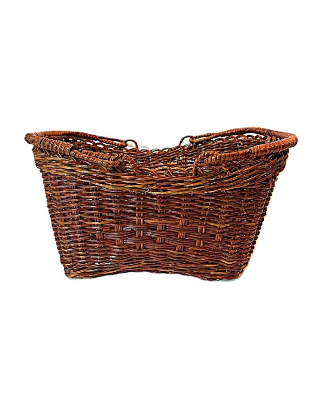 Vintage Brown Wicker Gathering Market Basket w/Handles - Boho Cottagecore Decor